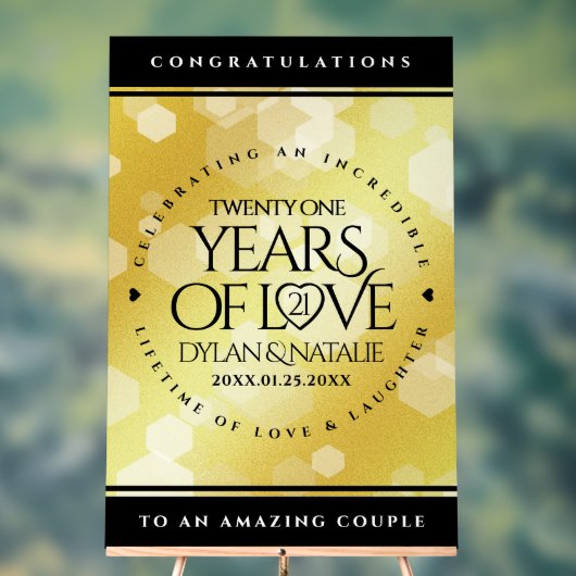 Elegant 21st Brass Wedding Jubileum Celebration Acryl Bord (Neutraal)