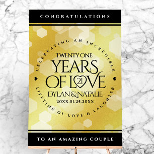 Elegant 21st Brass Wedding Jubileum Celebration Acryl Bord