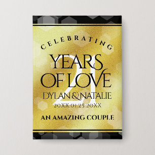 Elegant 21st Brass Wedding Jubileum Celebration Button