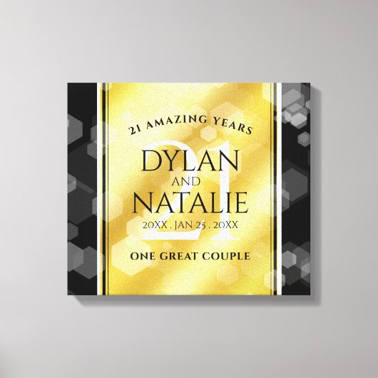 Elegant 21st Brass Wedding Jubileum Celebration Canvas Afdruk (Voorkant)