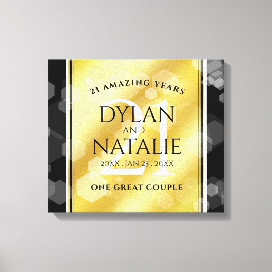 Elegant 21st Brass Wedding Jubileum Celebration Canvas Afdruk (Voorkant)