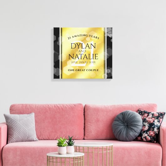 Elegant 21st Brass Wedding Jubileum Celebration Canvas Afdruk (Insitu (Woonkamer))