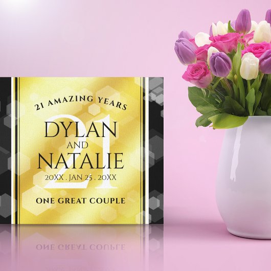 Elegant 21st Brass Wedding Jubileum Celebration Canvas Afdruk