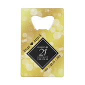 Elegant 21st Brass Wedding Jubileum Celebration Creditkaart Flessenopener (Achterkant)