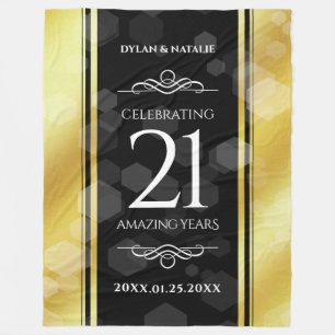 Elegant 21st Brass Wedding Jubileum Celebration Fleece Deken