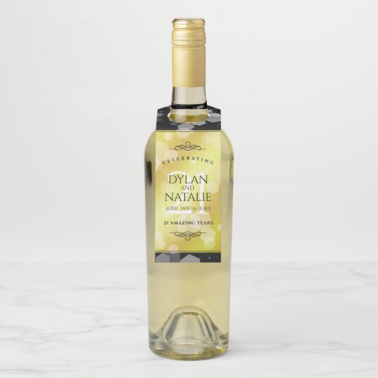 Elegant 21st Brass Wedding Jubileum Celebration Flessenhanger (Op fles)