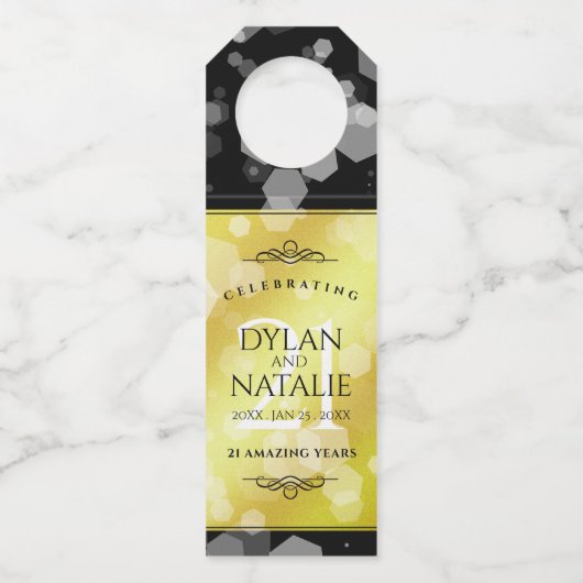 Elegant 21st Brass Wedding Jubileum Celebration Flessenhanger (Achterkant)