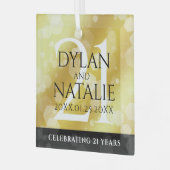 Elegant 21st Brass Wedding Jubileum Celebration Glas Ornament (Voorkant links)