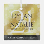 Elegant 21st Brass Wedding Jubileum Celebration Glas Ornament (Voorkant)