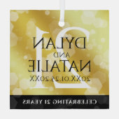 Elegant 21st Brass Wedding Jubileum Celebration Glas Ornament (Achterkant)