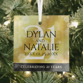 Elegant 21st Brass Wedding Jubileum Celebration Glas Ornament