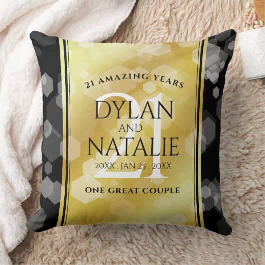 Elegant 21st Brass Wedding Jubileum Celebration Kussen (Deken)