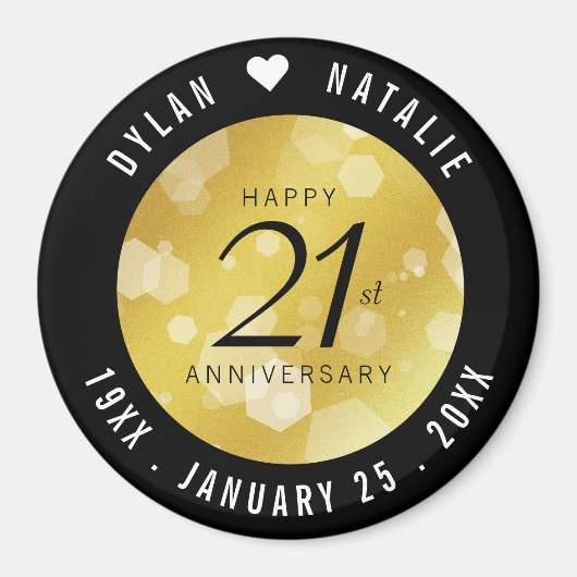 Elegant 21st Brass Wedding Jubileum Celebration Magneet (Voorkant)