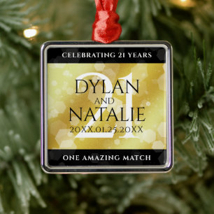 Elegant 21st Brass Wedding Jubileum Celebration Metalen Ornament