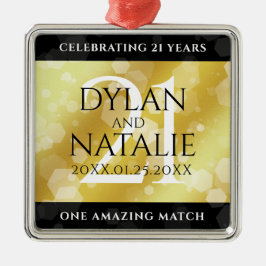 Elegant 21st Brass Wedding Jubileum Celebration Metalen Ornament