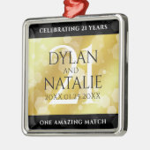 Elegant 21st Brass Wedding Jubileum Celebration Metalen Ornament (Links)