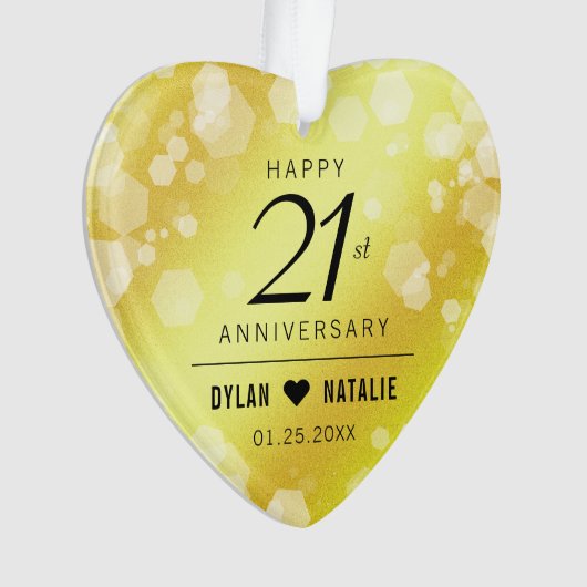 Elegant 21st Brass Wedding Jubileum Celebration Ornament (voorkant)
