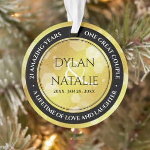 Elegant 21st Brass Wedding Jubileum Celebration Ornament