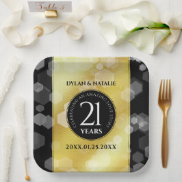 Elegant 21st Brass Wedding Jubileum Celebration Papieren Bordje