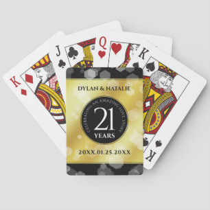 Elegant 21st Brass Wedding Jubileum Celebration Pokerkaarten