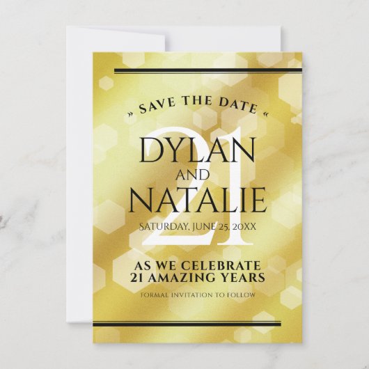 Elegant 21st Brass Wedding Jubileum Celebration Save The Date (Voorkant)
