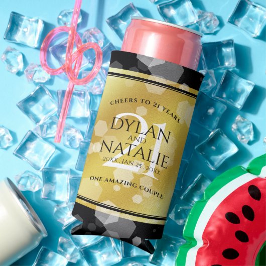 Elegant 21st Brass Wedding Jubileum Celebration Seltzer Blikjeskoeler (Insitu Zomer)