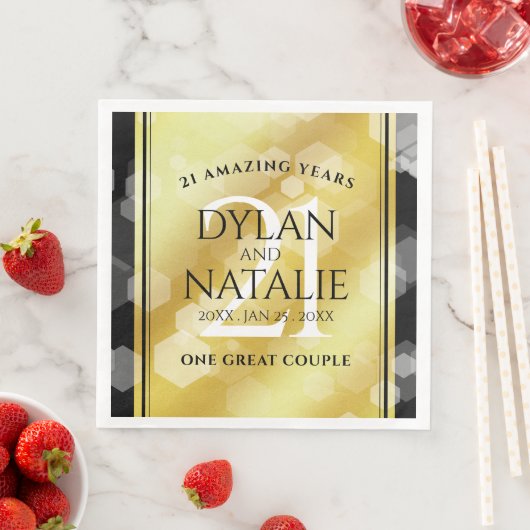 Elegant 21st Brass Wedding Jubileum Celebration Servet (Insitu)