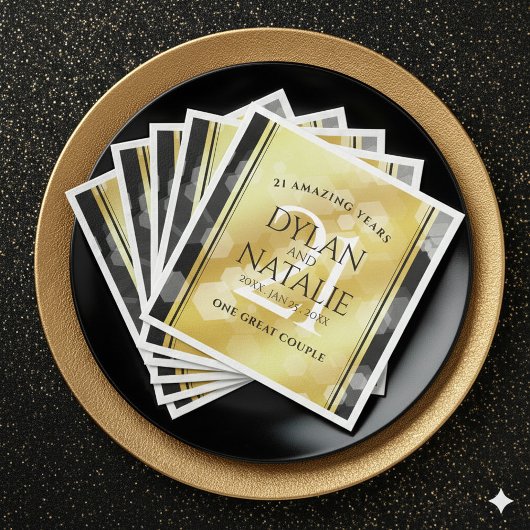 Elegant 21st Brass Wedding Jubileum Celebration Servet