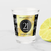 Elegant 21st Brass Wedding Jubileum Celebration Shot Glas (Voorkant)