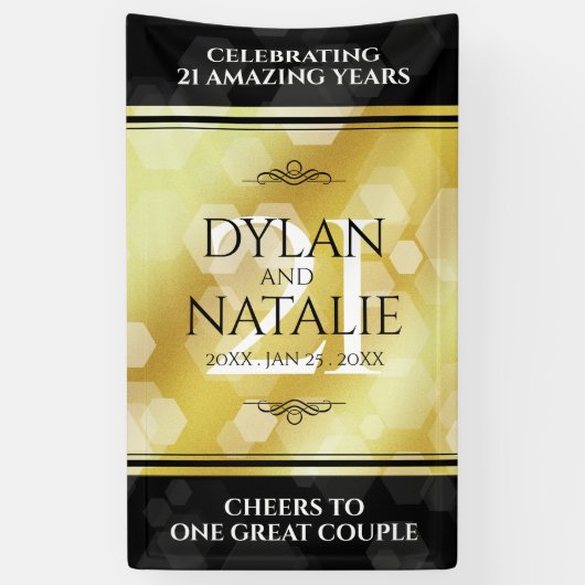 Elegant 21st Brass Wedding Jubileum Celebration Spandoek (Verticaal)