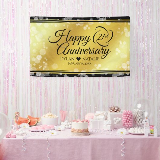 Elegant 21st Brass Wedding Jubileum Celebration Spandoek (Feest)
