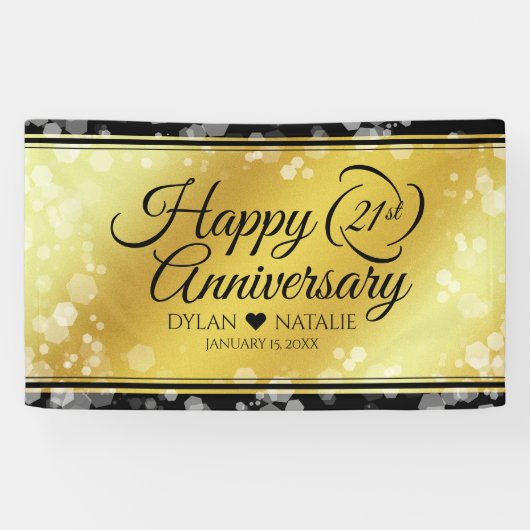 Elegant 21st Brass Wedding Jubileum Celebration Spandoek (Horizontaal)