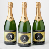 Elegant 21st Brass Wedding Jubileum Celebration Sparkling Wijnetiket (Flessen)