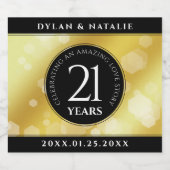 Elegant 21st Brass Wedding Jubileum Celebration Sparkling Wijnetiket (Enkel label)