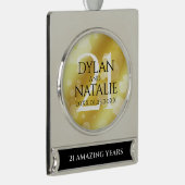 Elegant 21st Brass Wedding Jubileum Celebration Verzilverd Banner Ornament (Rechts)