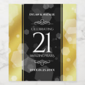Elegant 21st Brass Wedding Jubileum Celebration Wijn Etiket (Enkel label)