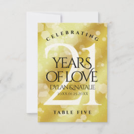 Elegant 21st Wedding Jubileum Table Card Bedankkaart