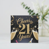 "Elegant 21ste verjaardag ontwerp – Gouden glitter Kaart (Staand voorkant)