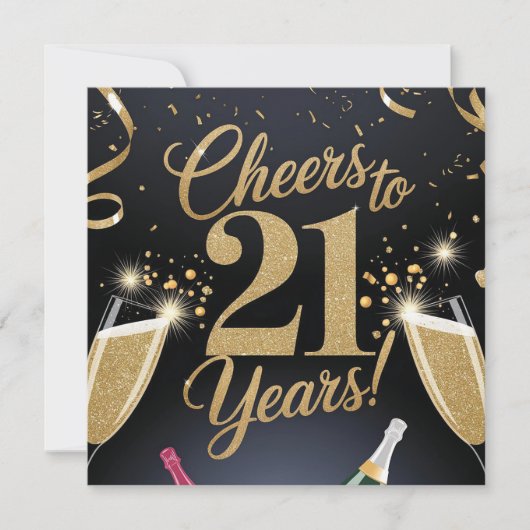 "Elegant 21ste verjaardag ontwerp – Gouden glitter Kaart (Voorkant)