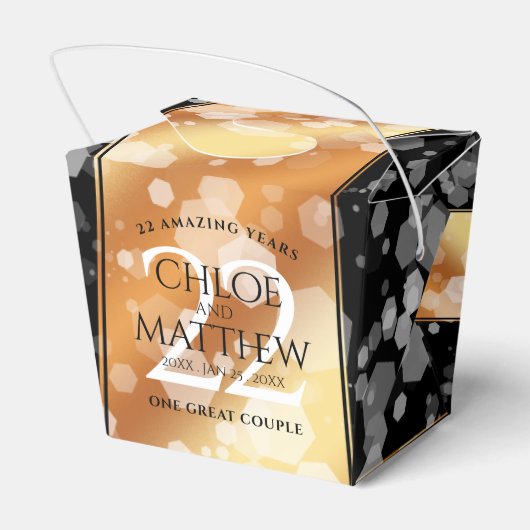 Elegant 22e Copper Wedding Jubileum Bedankdoosjes (Achterkant)