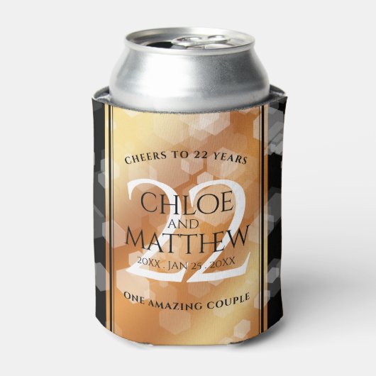 Elegant 22e Copper Wedding Jubileum Blikjeskoeler (Blikje Voorkant)