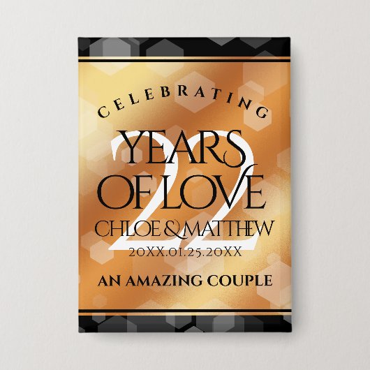 Elegant 22e Copper Wedding Jubileum Button (Voorkant)