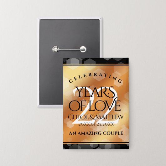 Elegant 22e Copper Wedding Jubileum Button (Voorkant / Achterkant)