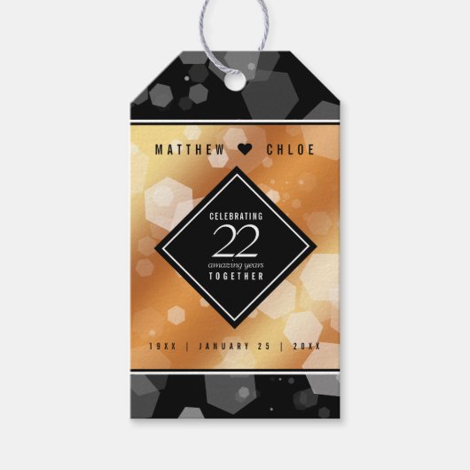Elegant 22e Copper Wedding Jubileum Cadeaulabel (Voorkant)