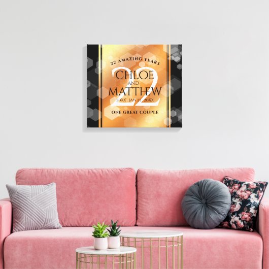 Elegant 22e Copper Wedding Jubileum Canvas Afdruk (Insitu (Woonkamer))