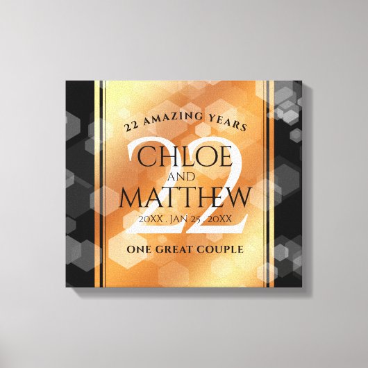 Elegant 22e Copper Wedding Jubileum Canvas Afdruk (Voorkant)