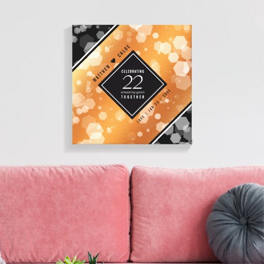 Elegant 22e Copper Wedding Jubileum Canvas Afdruk (Insitu (Woonkamer))