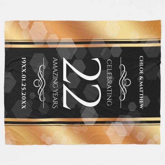 Elegant 22e Copper Wedding Jubileum Fleece Deken (Voorkant (Horizontaal))