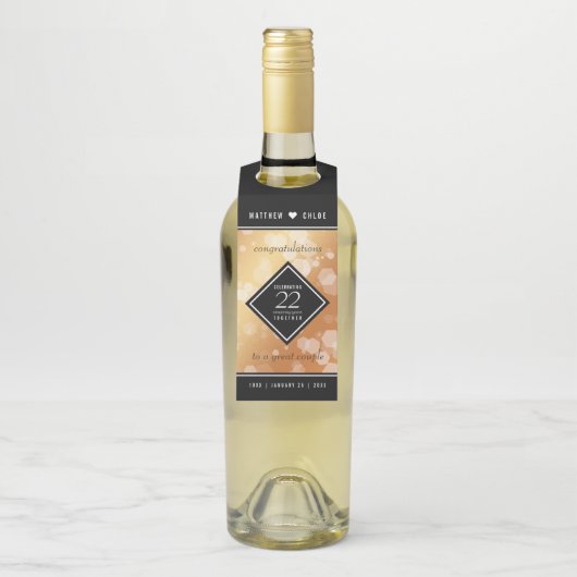 Elegant 22e Copper Wedding Jubileum Flessenhanger (Op fles)