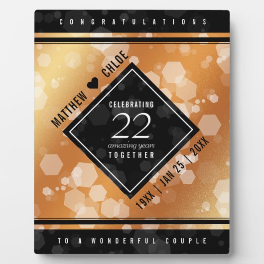 Elegant 22e Copper Wedding Jubileum Fotoplaat (Voorkant)